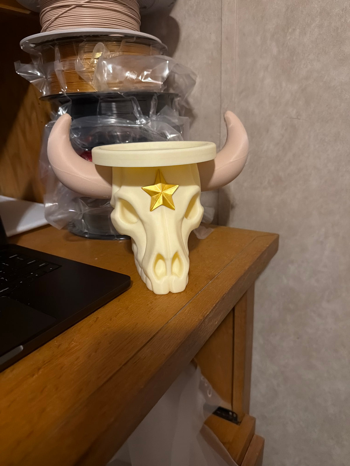 Western longhorn skull candle holder