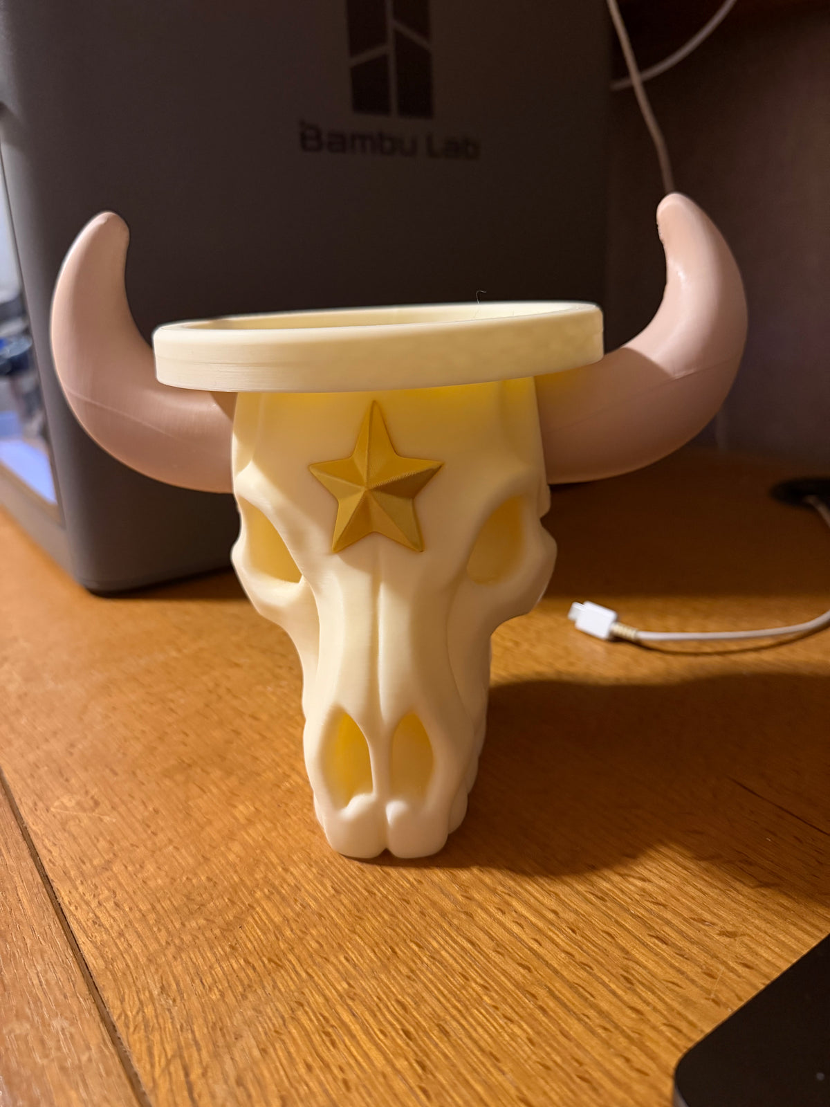 Western longhorn skull candle holder